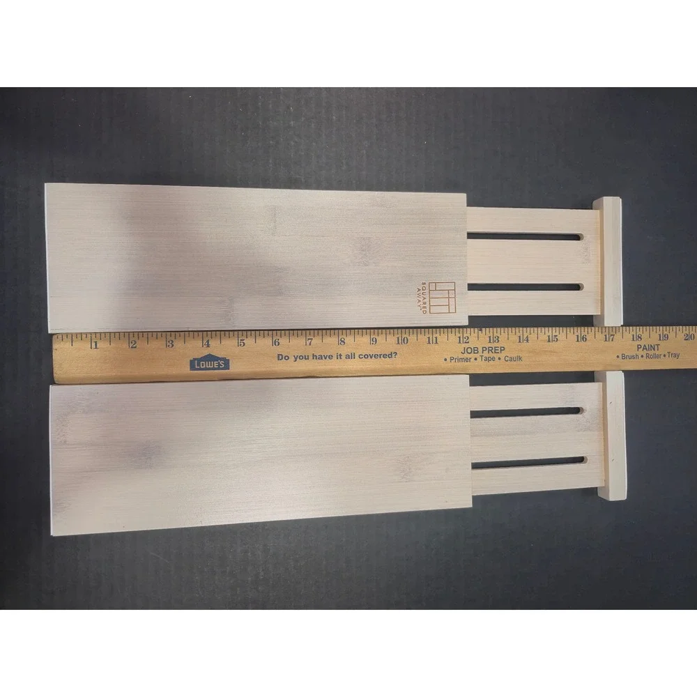 Squared Away Deep Drawer Dividers Set of 2 Light Bamboo White Expandable
